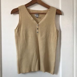 Silk blend henley sweater tank